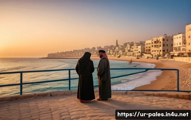 팔레스타인 언어와 방언 - A vibrant street scene in Gaza featuring diverse Palestinian people engaging in friendly conversatio...