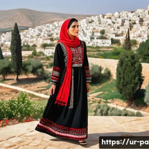 Home 32 팔레스타인 여성의 전통 의복 - A dignified Palestinian woman dressed in traditional embroidered attire representing Southern Palest...