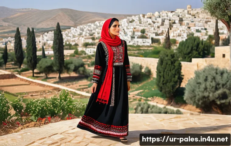 팔레스타인 여성의 전통 의복 - A dignified Palestinian woman dressed in traditional embroidered attire representing Southern Palest...